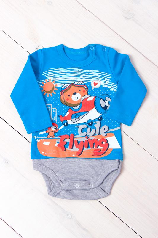 Боди ясельный Мишки с длинным рукавом Бирюзовый (p-5064-69338)