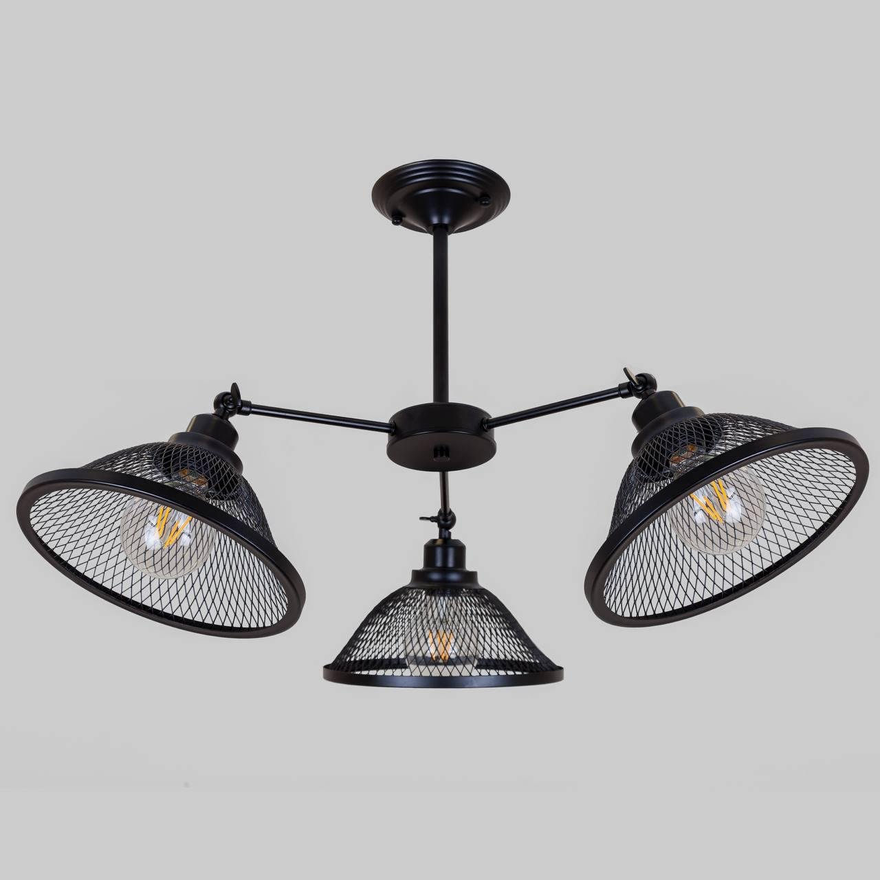 Люстра потолочная на 3 лампы Черный (52-F009-3 BK)