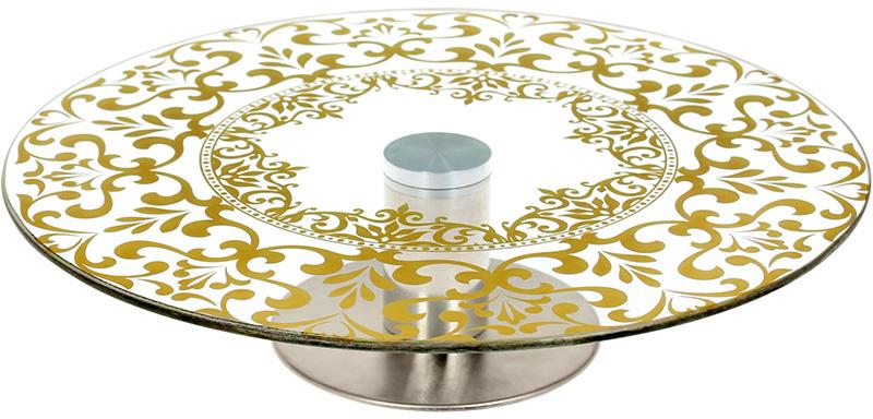 Блюдо сервировочное Liadane Кружево вращающееся Ø 30 см стеклянное на ноге Блюдо сервировочное Liadane Кружево вращающееся Ø 30 см стеклянное на ноге
