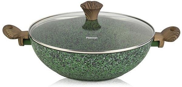 Вок Fissman Malachite Ø 30 см з антипригарним покриттям EcoStone зі скляною кришкою (FN-AL-4309)