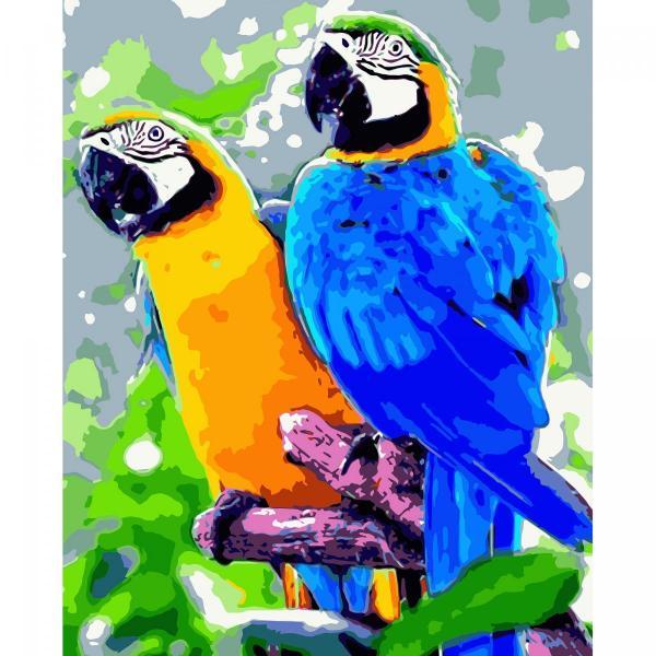 Картина за номерами Strateg Веселі Ара 40х50 см у термопакеті (VA-3176-mt)