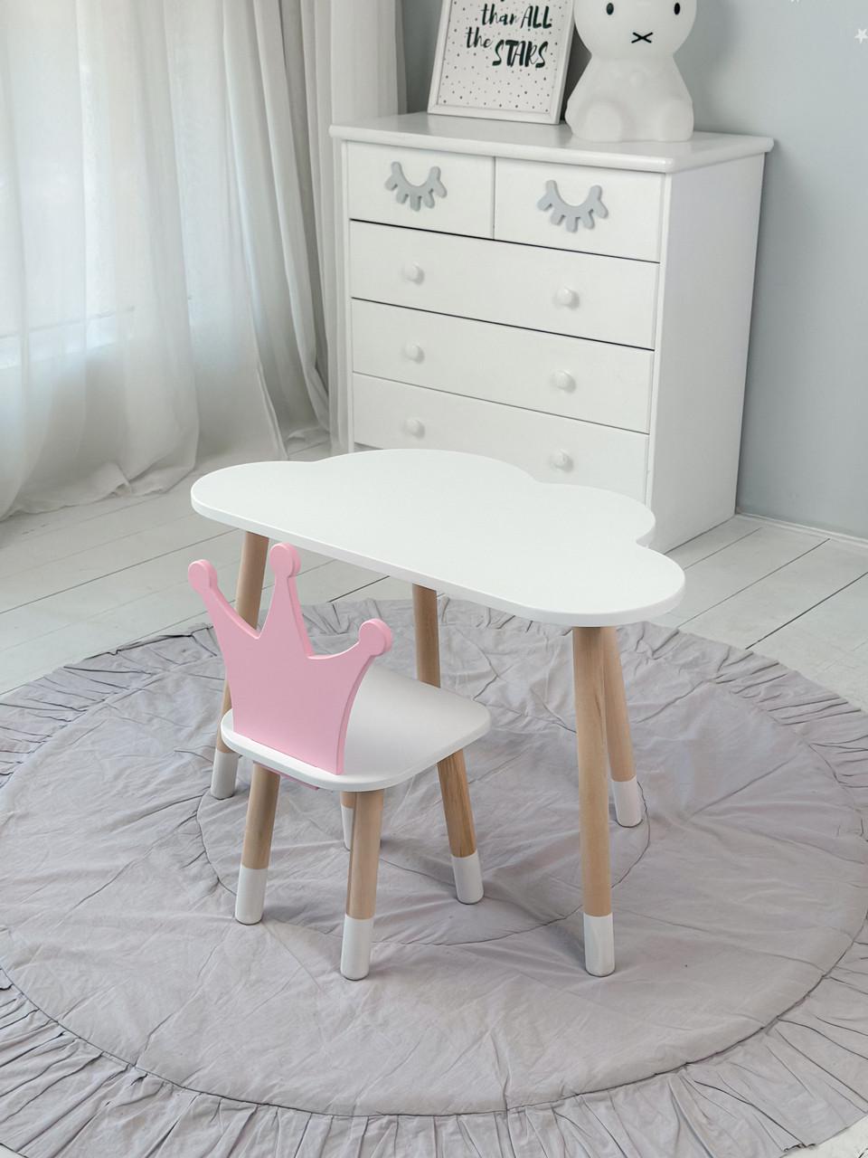 Комплект детской мебели столик Облако и стул Корона Бело-розовый (П4К-bg-209932)