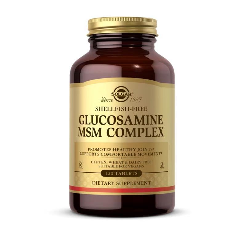 Хондропротектор Solgar Glucosamine MSM Complex глюкозамин 1500 мг и MSM без моллюсков с витамином C 120 табл.