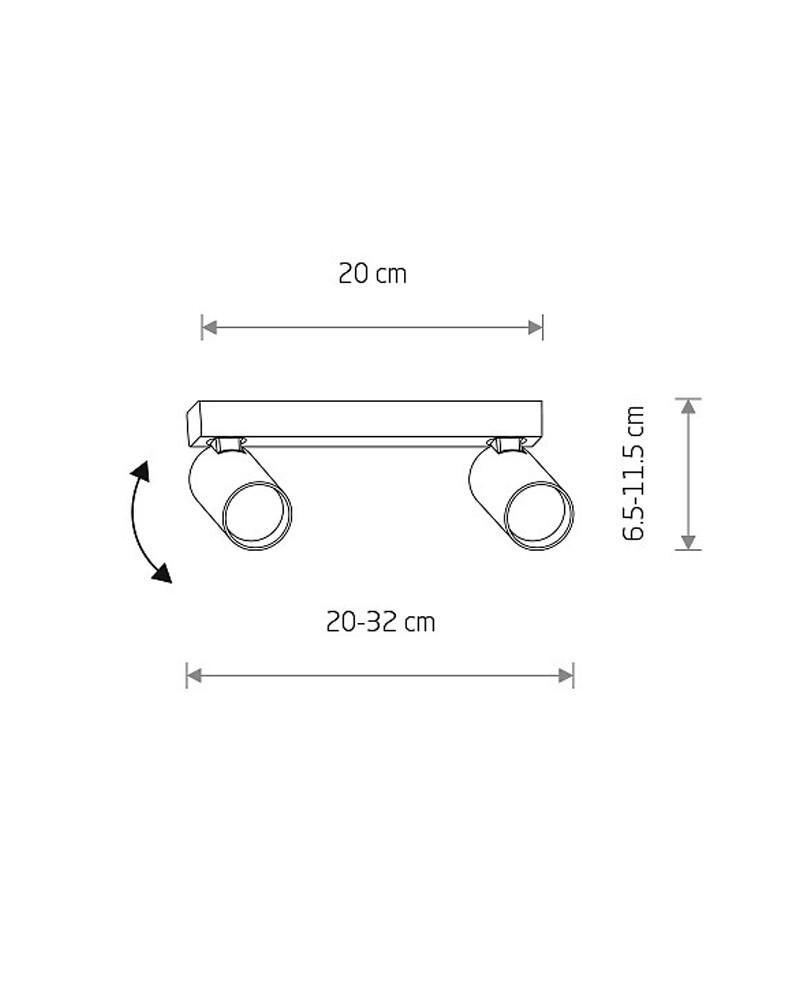 Спот поворотный Nowodvorski 11466 Fourty II GU10 2x10W IP20 Темно-серый (23913222) - фото 2