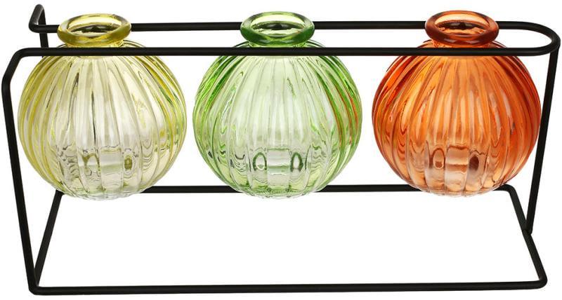 Вазы декоративные шарики на подставке 3 шт. 8 см 26х10 см Разноцветный