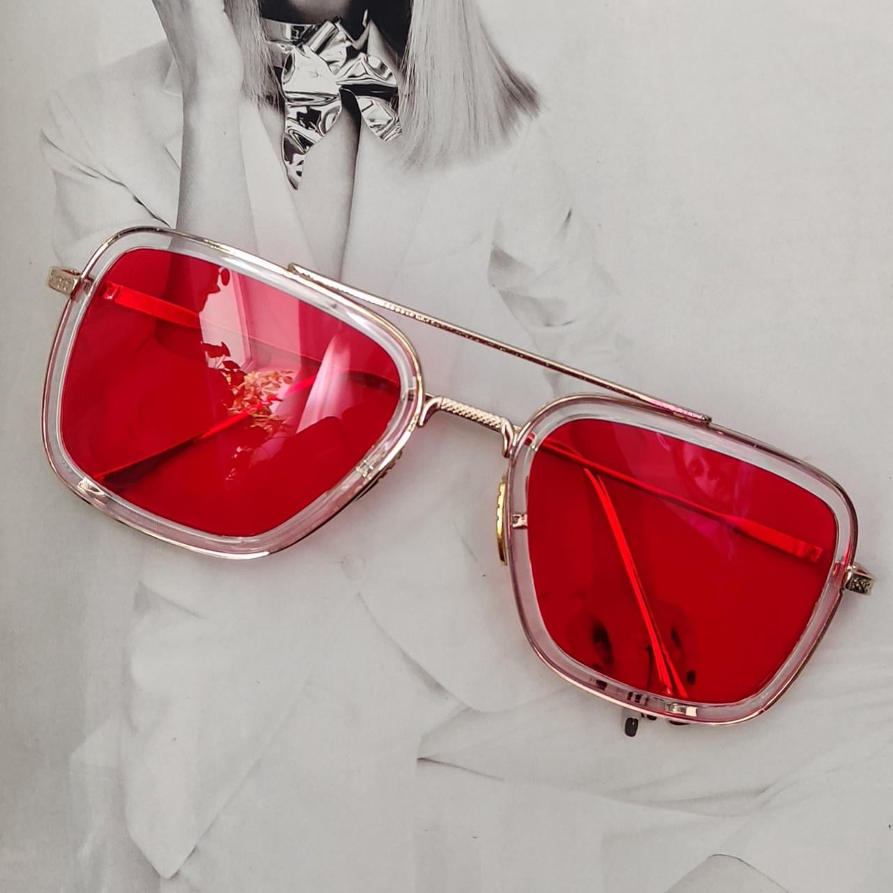 Солнцезащитные очки Тони Старка Красный/Золотой