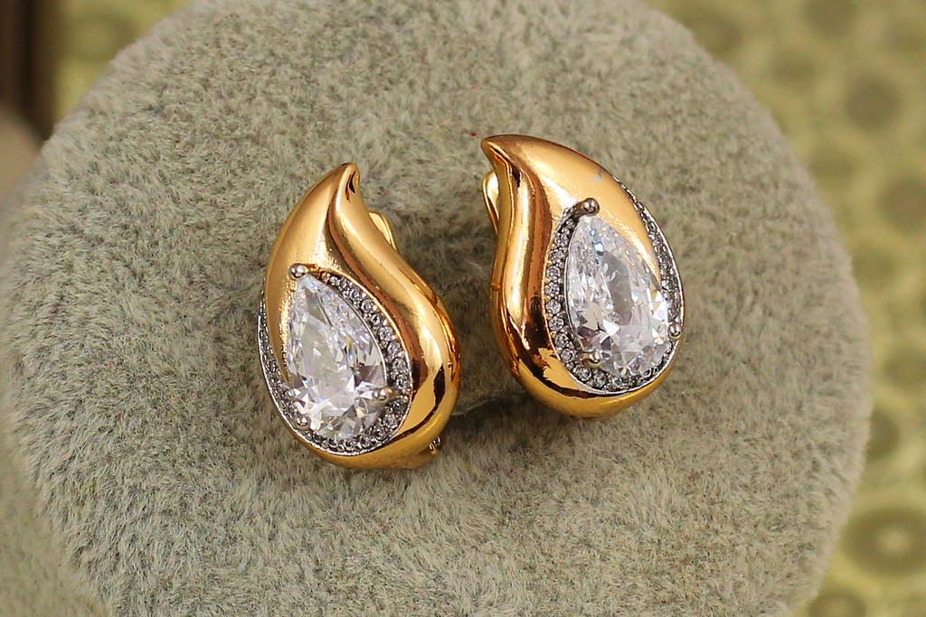 Серьги Xuping Jewelry пламя с родием 1,8 см Золотистый (2570351209)