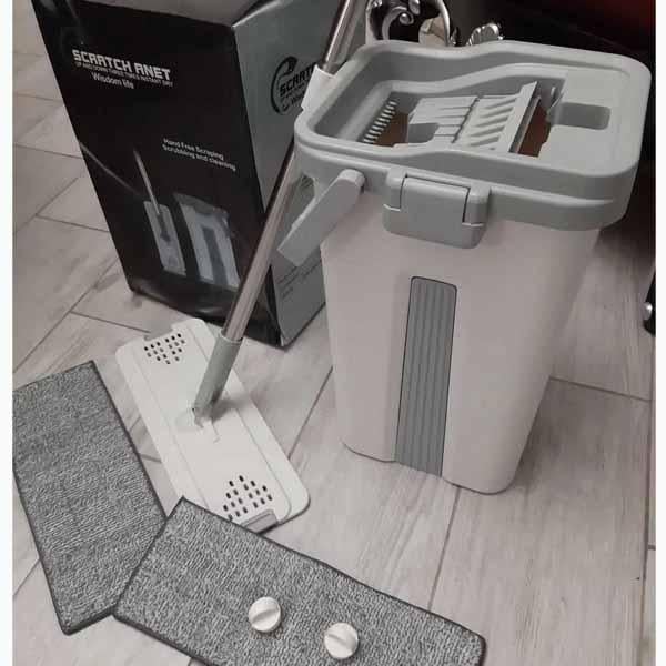 Набір для прибирання Scratch Cleaning Mop швабра лентяйка з відром 8 л Сірий - фото 5