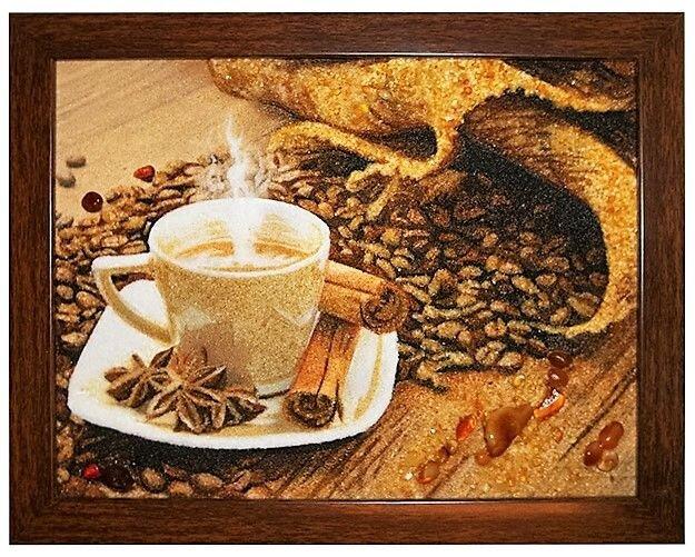 Картина Чашка кофе из янтаря 30х40 см (К0043-30х40)