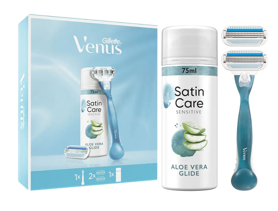 Подарочный набор для женщин Gillette Venus бритва Smooth/сменные картриджи 2 шт./гель для бритья Satin Care 75 мл (753823)