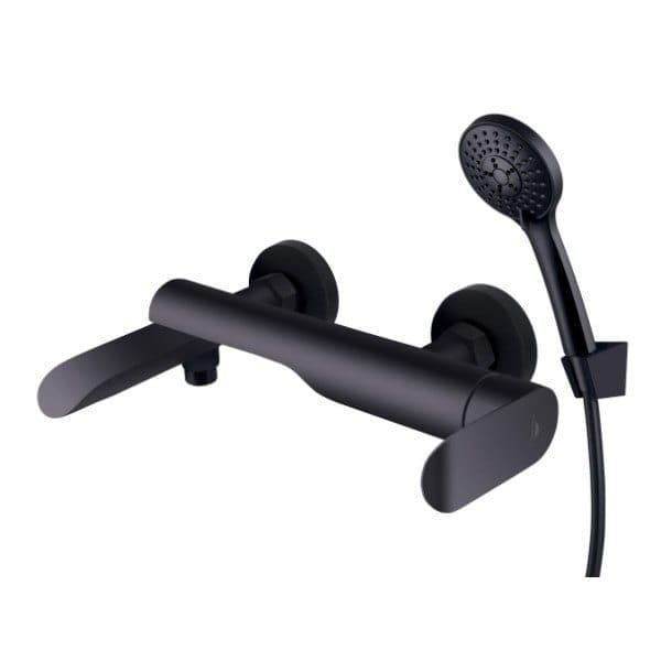 Смеситель для ванны Rubineta Ultra 10 K BK SW однорычажный с ручной лейкой Черный матовый (U1KP68)