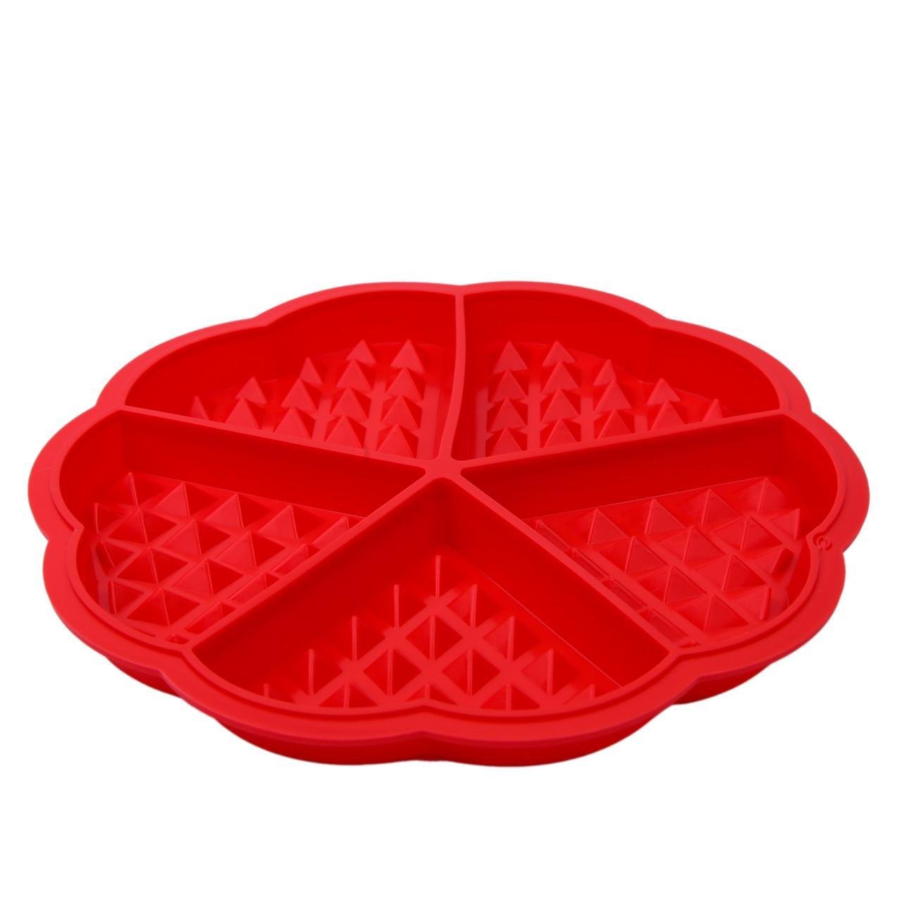 Форма силіконова для випічки Вафель у формі Серця 18 см Червоний (2356744415) - фото 3