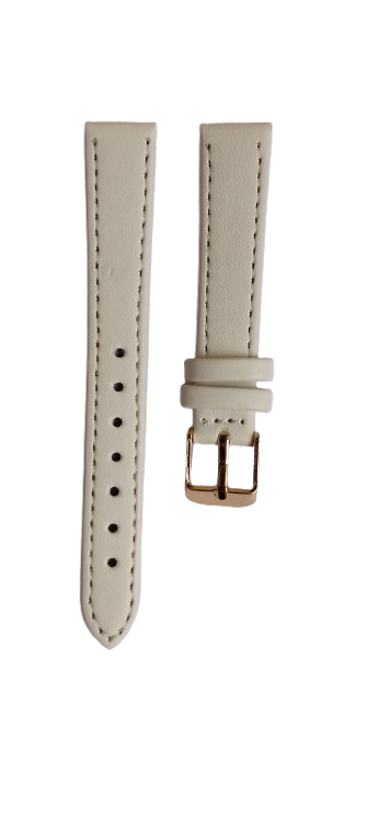 Кожаный ремешок для часов Тоскана 14 мм белый гладкий Strap (3440)