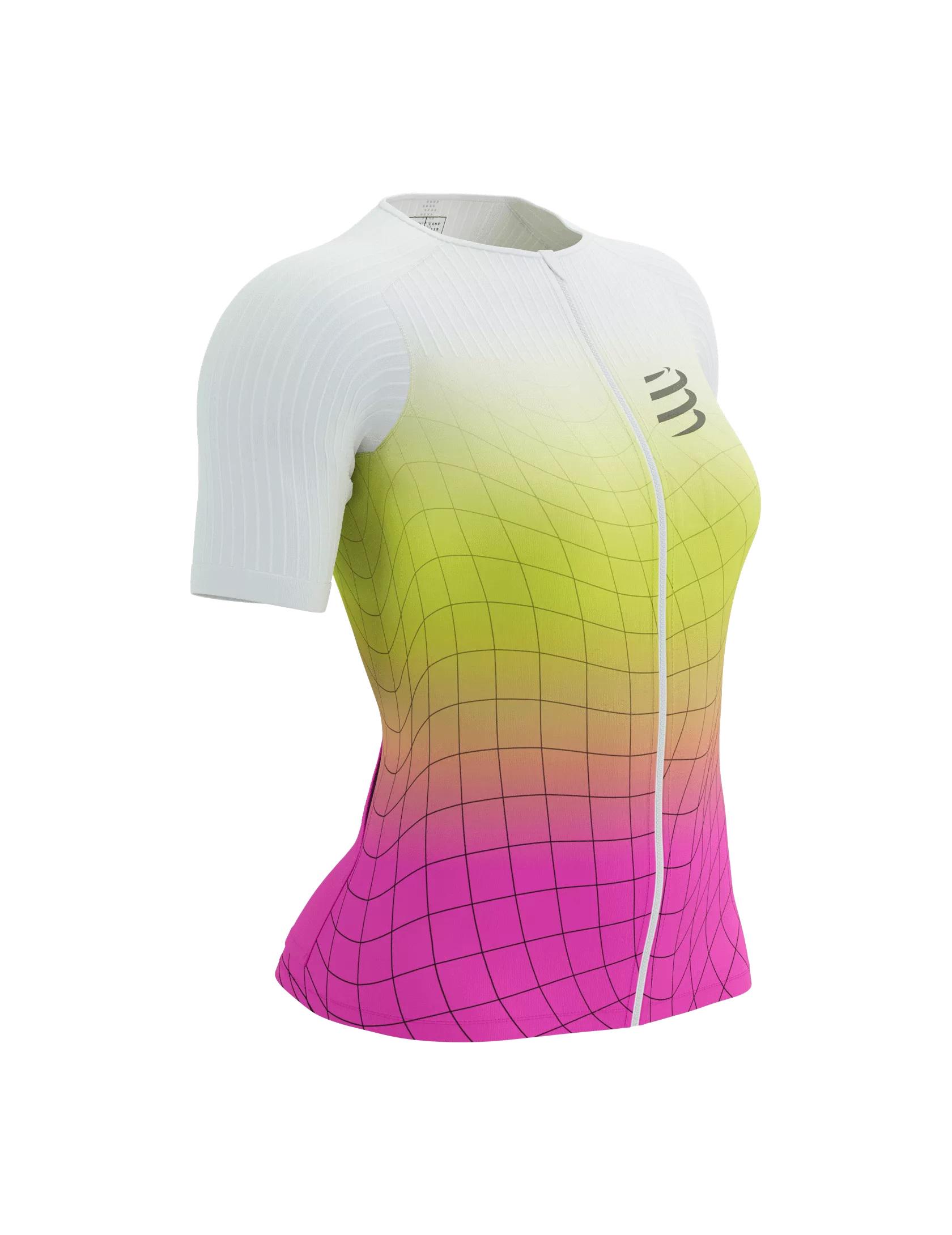 Футболка Compressport Tri Postural Aero SS Top W Safe XS Yellow/Neo Pink (19100425)