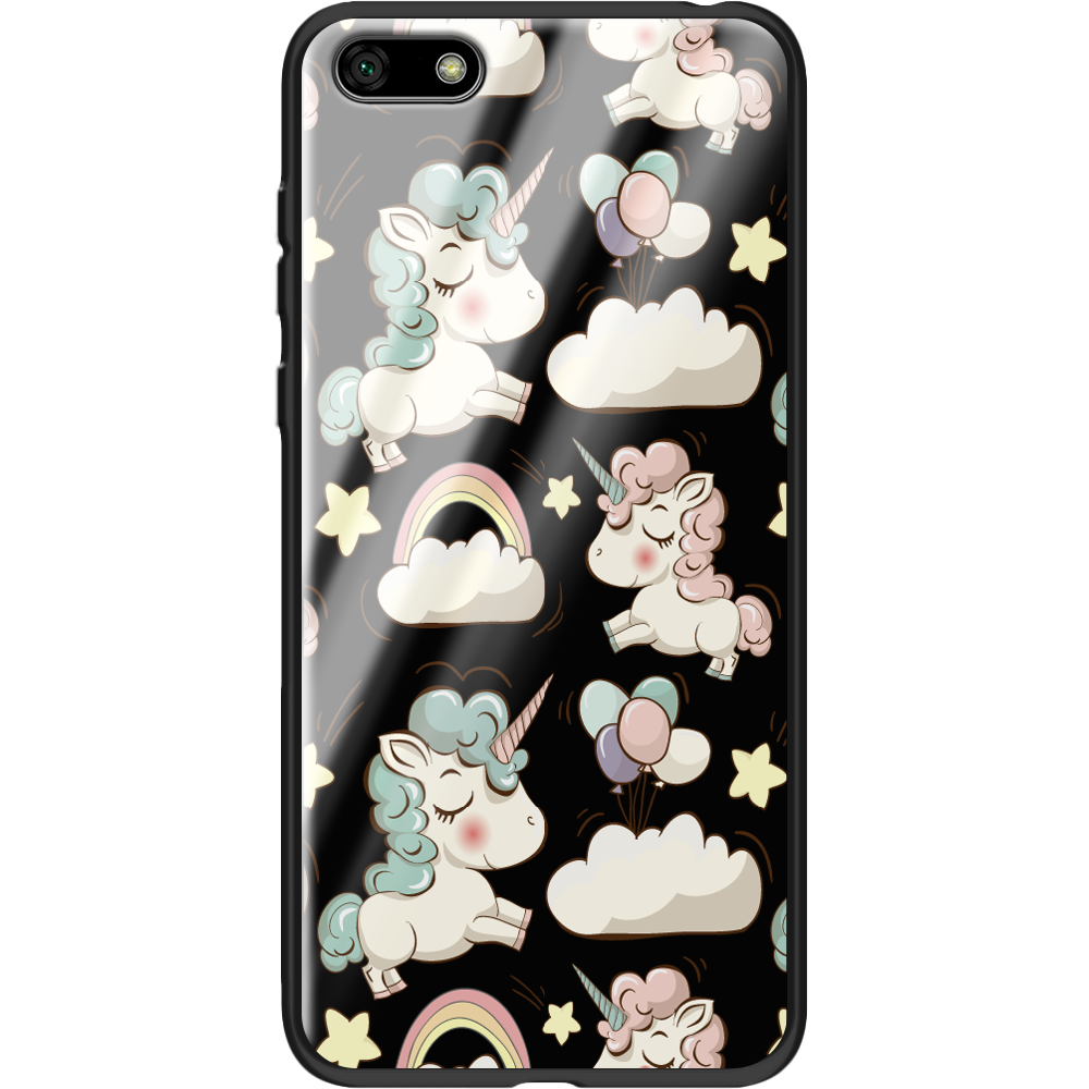 Чохол BoxFace Huawei Y5 2018 Unicorns Чорний силікон зі склом (33370-cc2-37727)