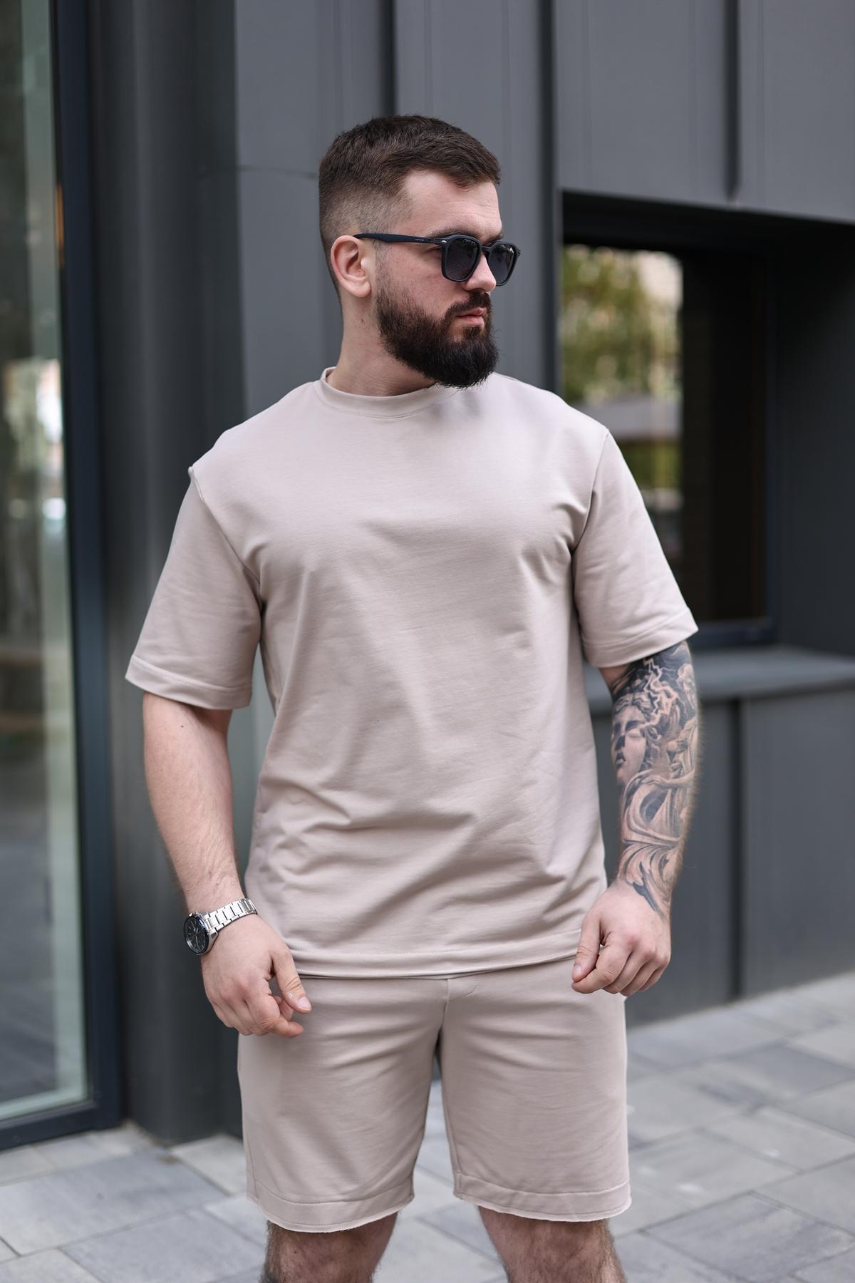 Комплект мужской летний BREEZE оверсайз L Бежевый (1576420348/2) - фото 5 Комплект мужской летний BREEZE оверсайз L Бежевый (1576420348/2) - фото 5