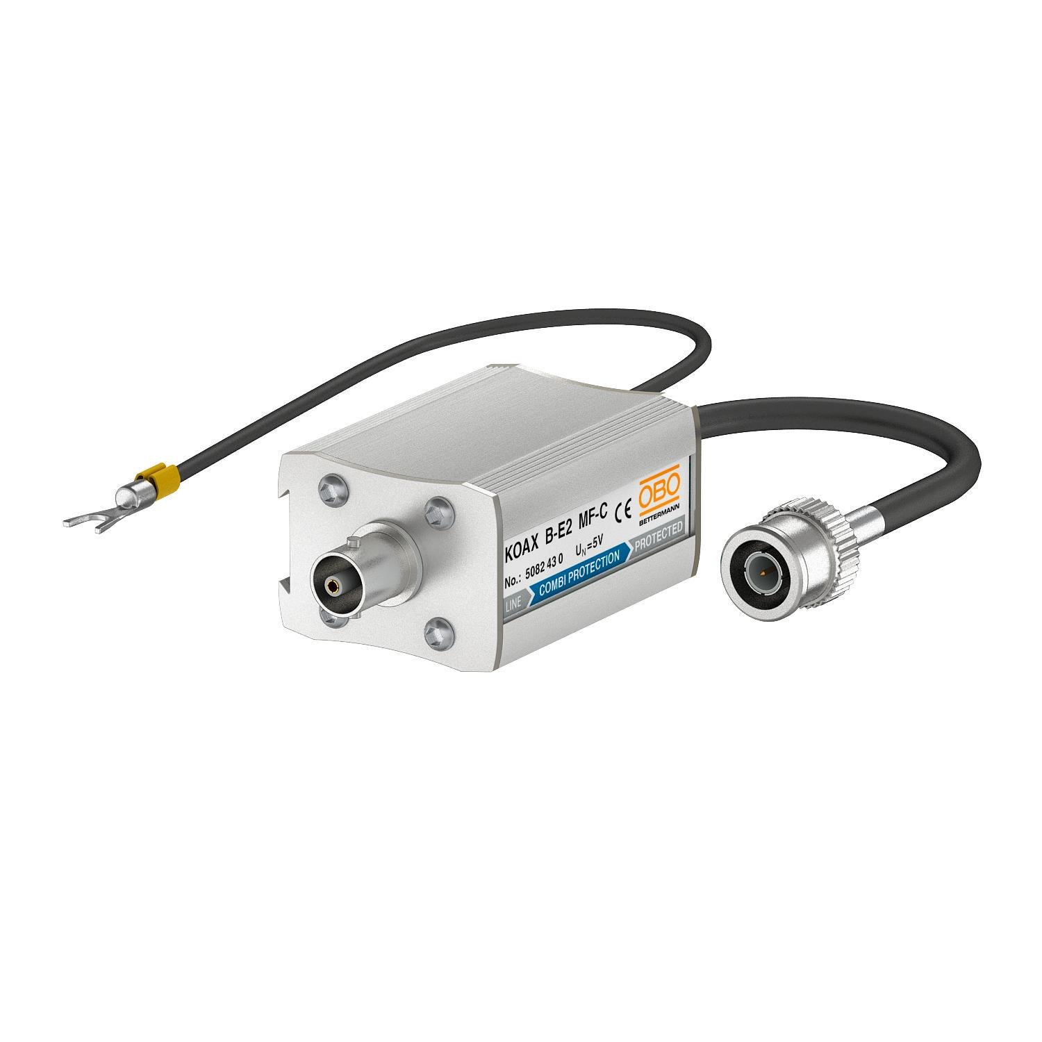 Обмежувач перенапруги OBO bettermann KOAX B-E2 MF-C для мереж 10Base2/10Base5 BNC 10кА 6 В DC клас 1+2+3 D1+C2+C1 (5082430)