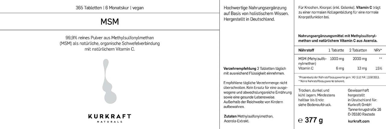 Метилсульфонилметана Kurkraft 2000 мг 180 капсул (50091776) - фото 7 Метилсульфонилметана Kurkraft 2000 мг 180 капсул (50091776) - фото 7