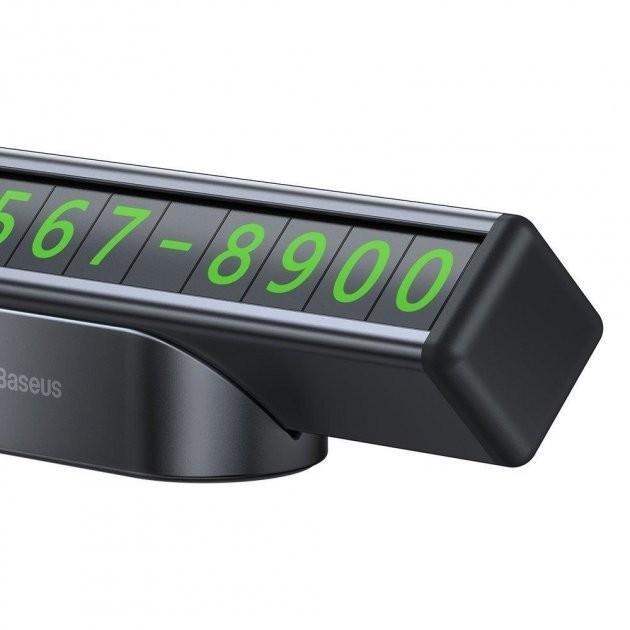 Автовізитка з номером телефону до машини для паркування Baseus Square Bar Black (CNFT000001) - фото 5