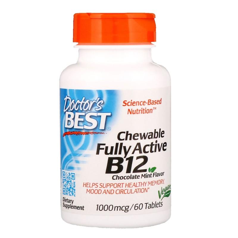 Витамин В12 Fully Active B12 Chewable жевательный 1000 mcg 60 таблеток. Chocolate mint