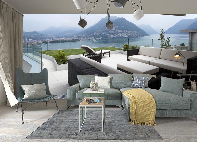 Фотообои флизелиновые для спальни/зала/кухни моющиеся Вид на горы