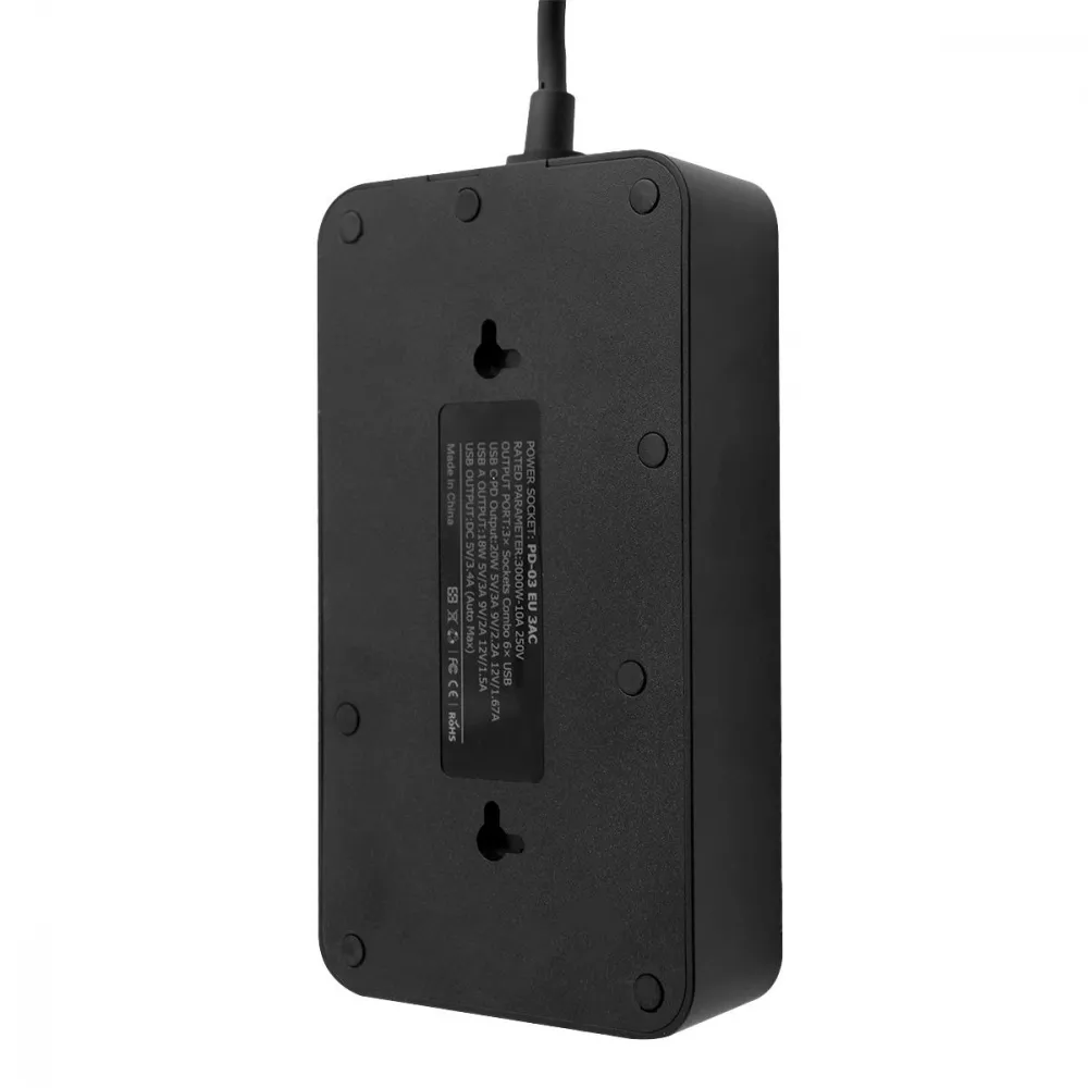 Сетевой фильтр Proove Power Socket PD-03 на 3 розетки/5 USB/1 Type-C 20W 2 м Black (PSP320510001) - фото 3