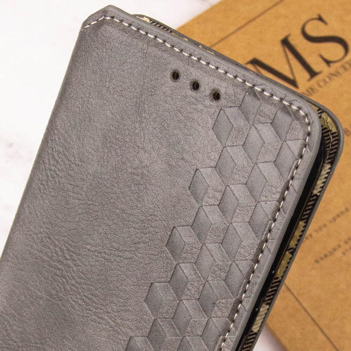 Противоударный Чехол-книжка Rubic Leather для смартфона Xiaomi Redmi 13C 4G/POCO С65 Grey - фото 4 Противоударный Чехол-книжка Rubic Leather для смартфона Xiaomi Redmi 13C 4G/POCO С65 Grey - фото 4