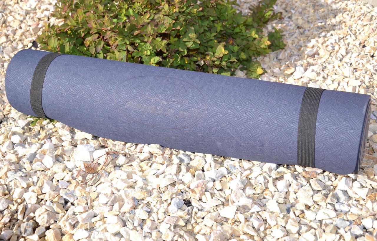 Коврик для йоги и фитнеса PowerPlay 4150 TPE Premium Performance Mat 183x61x0,6 мм Синий (A-011857) - фото 10