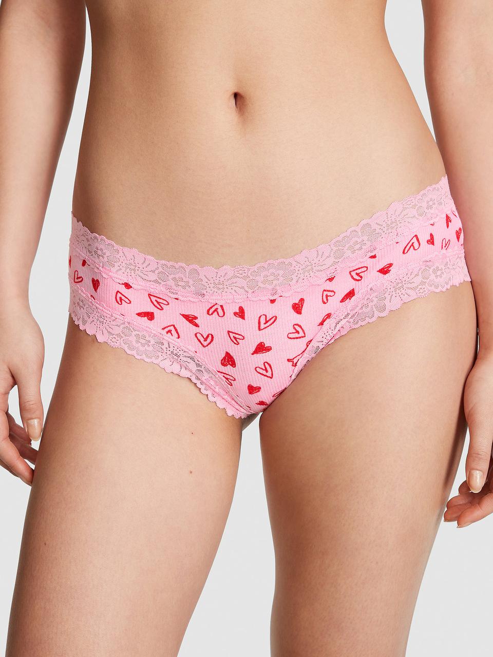 Трусики Victoria's Secret хипстеры с кружевом XL Розовый (2522083476)
