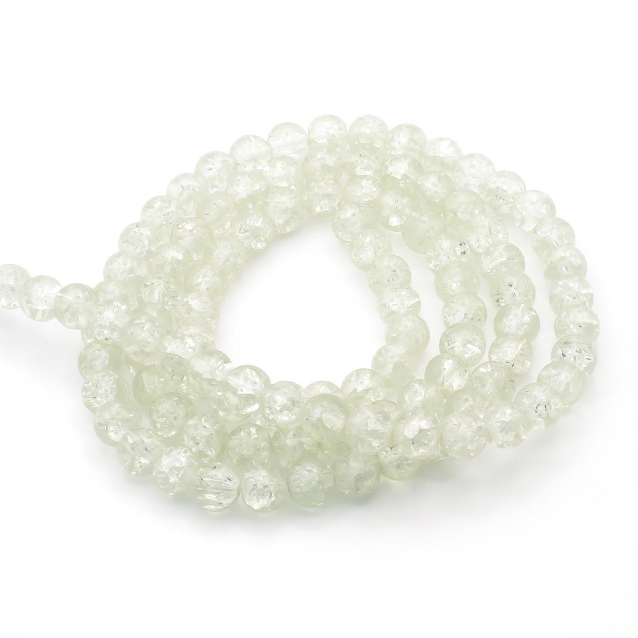 Бусины Битое стекло кракелюр 8 мм 80 см 105 шт. Прозрачный (БЖ0008р01)