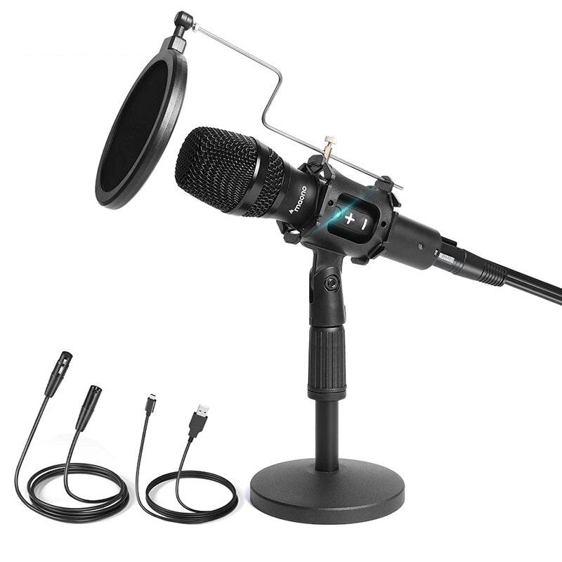 ᐉ Maono AU-HD300 динамический XLR/USB микрофон c поп фильтром и пауком ...