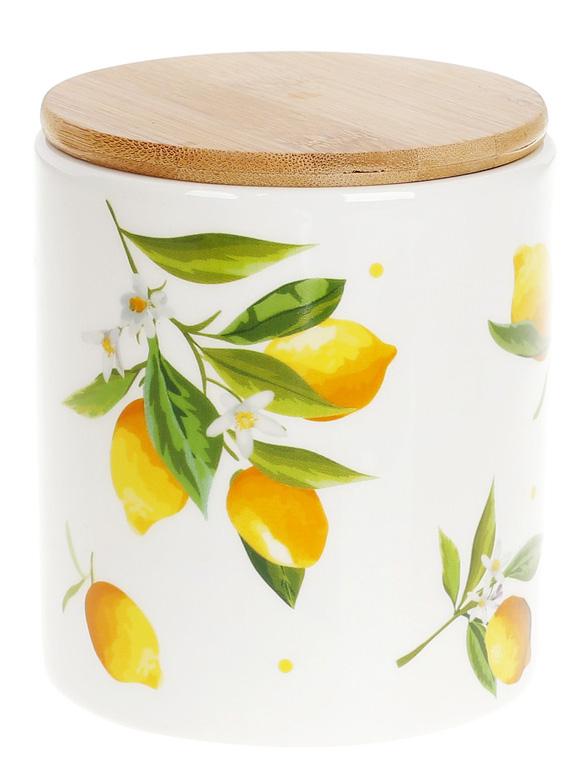 Банка керамическая Цитрусовое наслаждение 600 мл с бамбуковой крышкой (BD-DM005-Y)