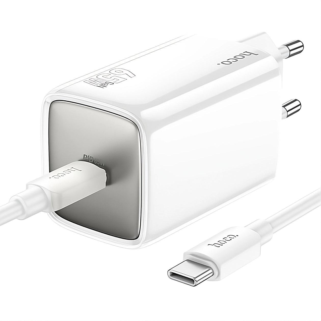 Зарядное устройство Hoco N48 GaN 65W PD QC3.0 с кабелем Type-C to Type-C Белый (28517499)