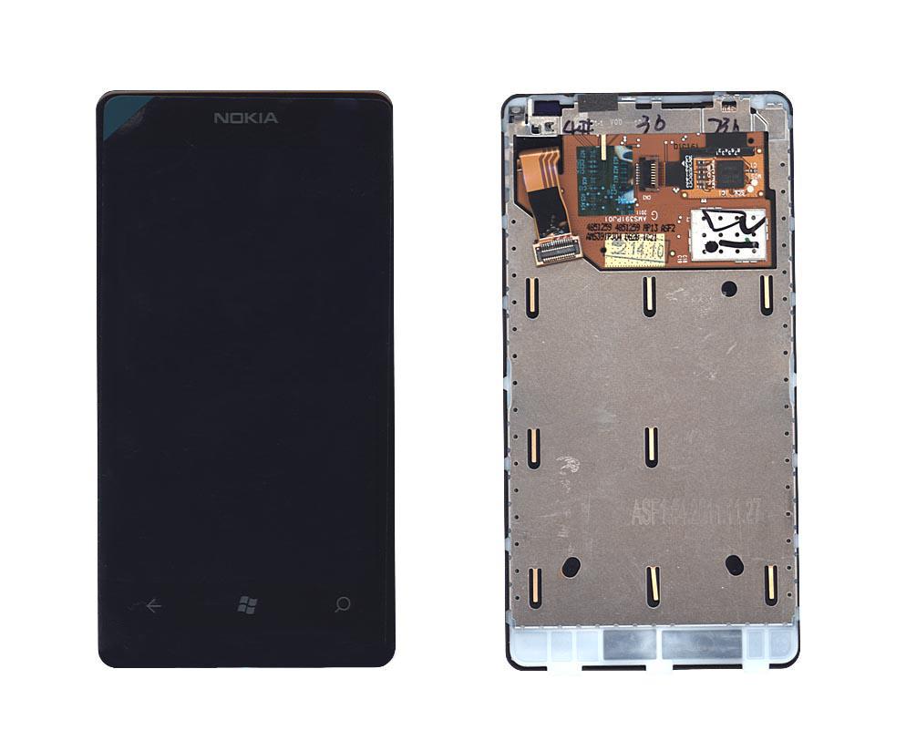 Матрица с тачскрином для телефона Nokia Lumia 800 с рамкой Черный