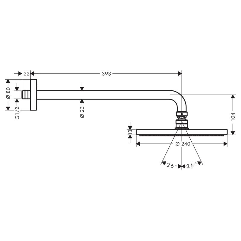 Верхній душ Hansgrohe RAINDANCE S 27607000 240 мм із кронштейном Хром (112080) - фото 2