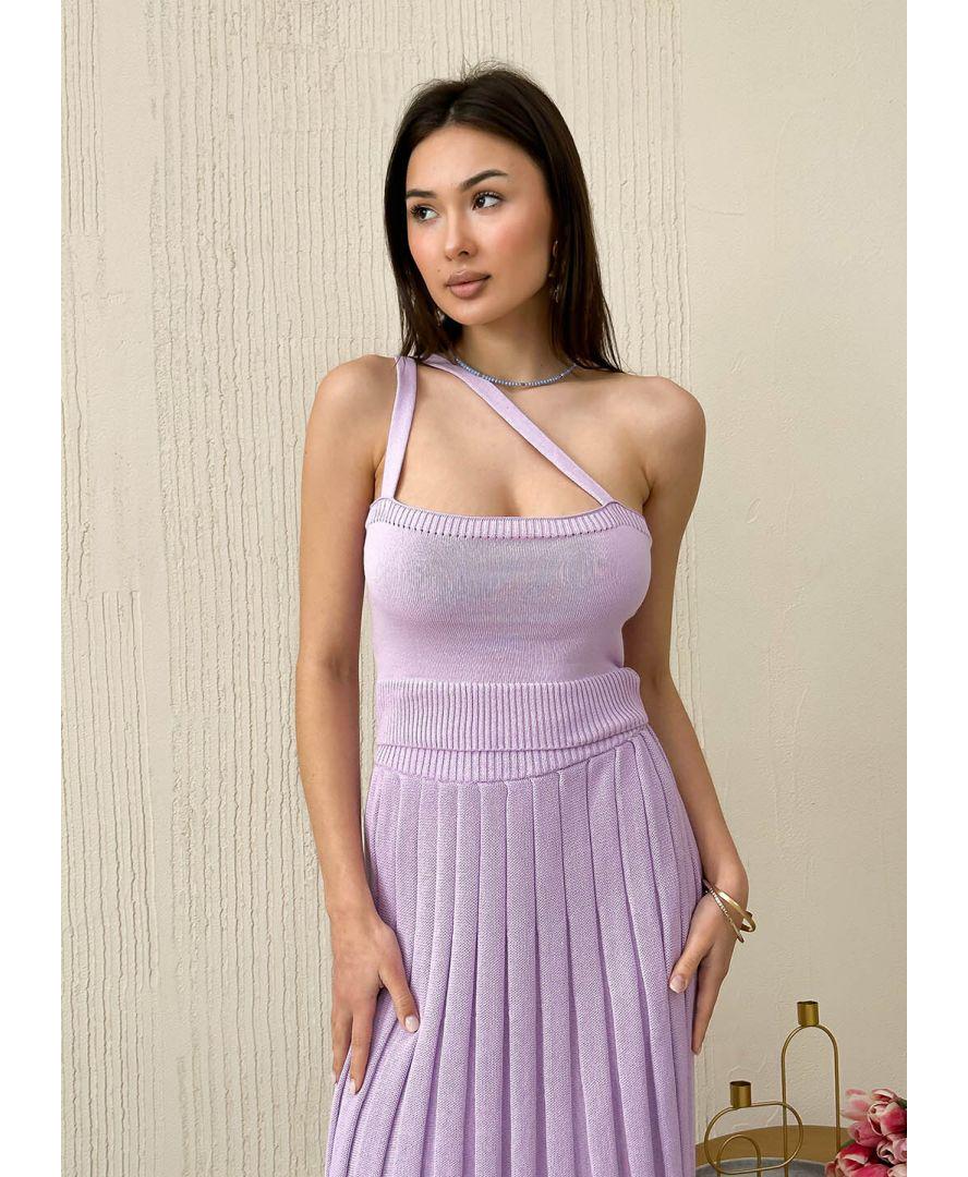 Топ вязаный женский с косыми лямками Joy S Сиреневый (29087)