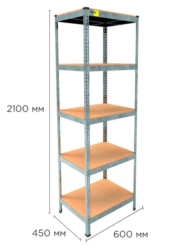 Стеллаж металлический полочный MRL-2100 с 5 полками с нагрузкой 500 кг 600x450 мм Оцинкованный - фото 2