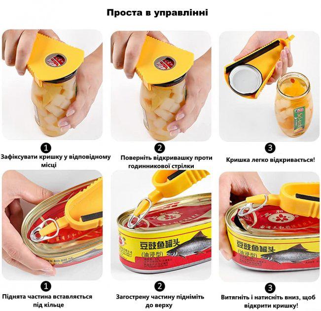 Открывалка для банок и бутылок многофункциональная Желтый - фото 5 Открывалка для банок и бутылок многофункциональная Желтый - фото 5