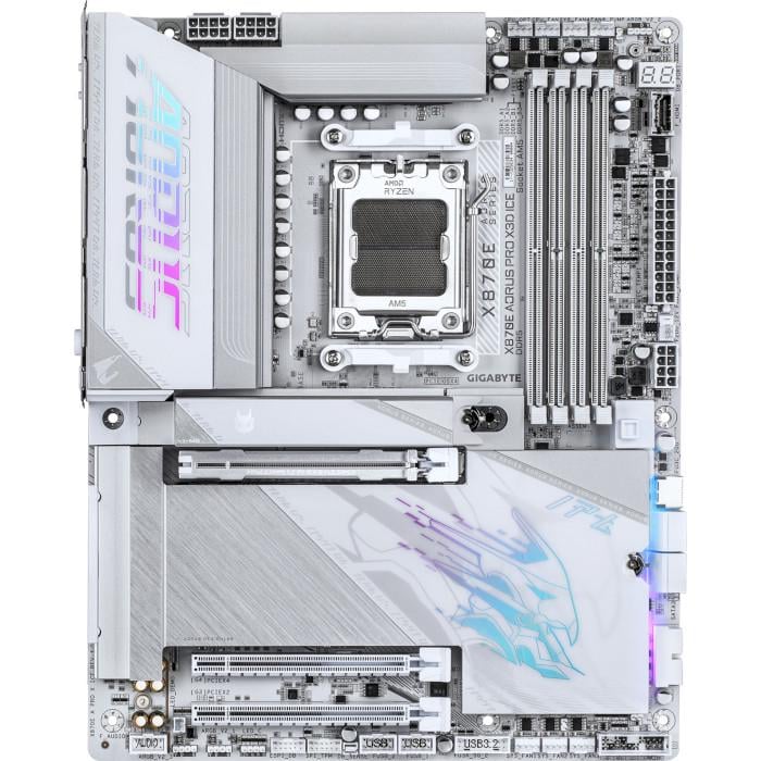 Материнская плата Gigabyte AORUS X870E Pro X3D Ice ATX sAM5 AMD X870E 4xDDR5 4xM.2 4xSATA HDMI 2xUSB4 5 GbE White (35227222)