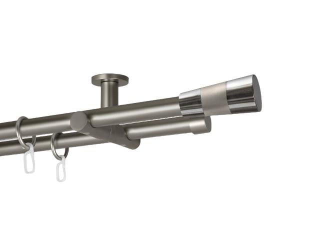 Карниз MStyle Валео металлический двухрядный труба гладкая 19/19 мм потолочный 240 см Сатин (K020493)
