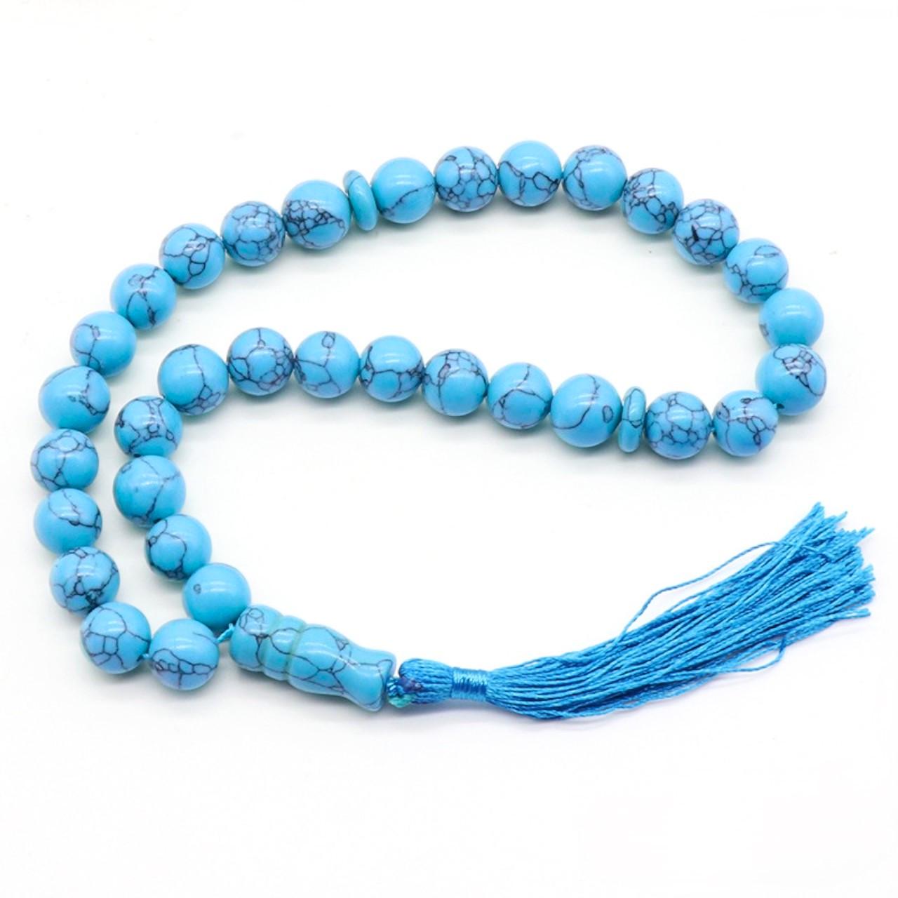 Чотки з каменю Бірюза блакитна на 33 намистини 10 мм 1 шт. (НК0010ч21)