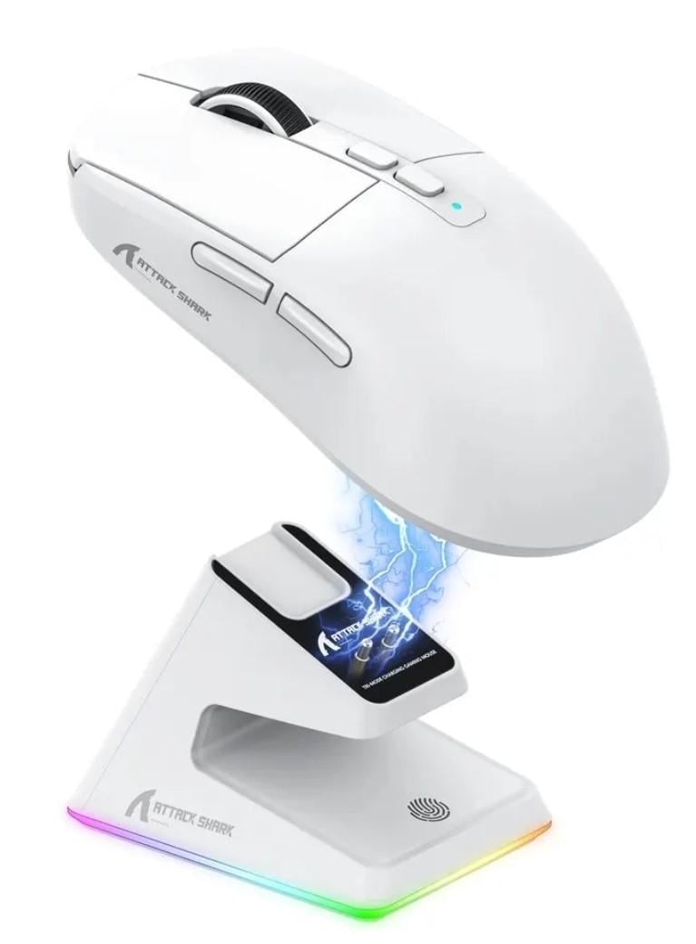 Мишка геймерська акумуляторна attack shark X6 PixArt PAW3395 26000DPI Bluetooth/2,4G White (X6-3395W)