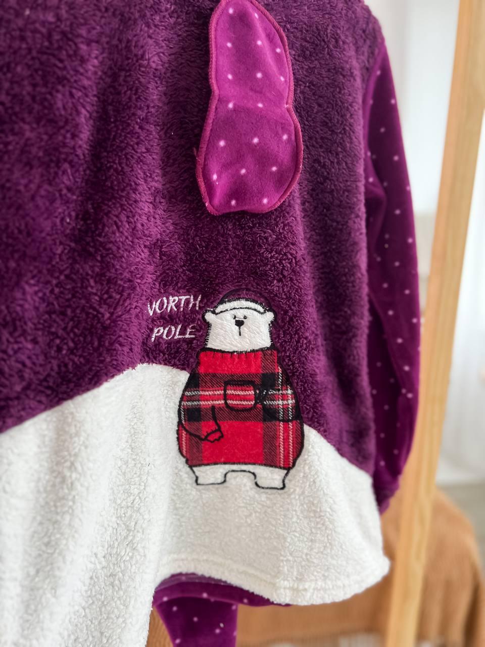 Пижама женская DO2190 на флисе с принтом XL Фиолетовый - фото 5