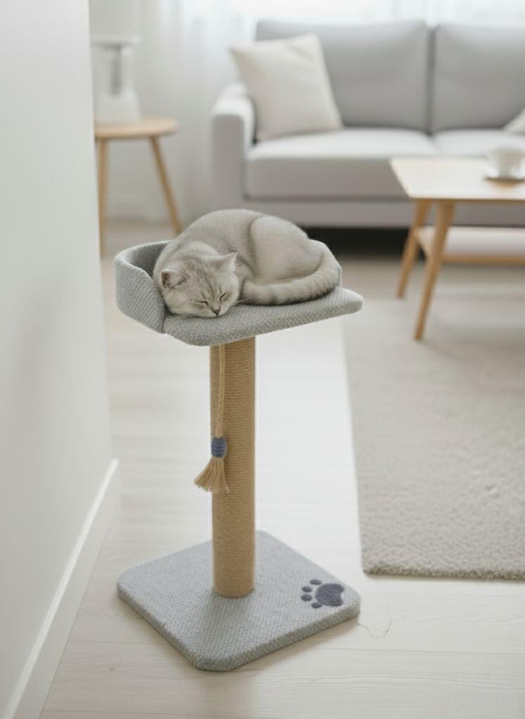 Столб когтеточка с лежанкой с бортиком высокий 95 см