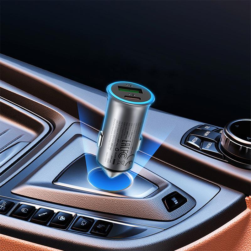 Зарядний пристрій в авто Acefast B16 95 Вт USB-A/USB-C швидка зарядка PD/QC Grey (24464) - фото 5