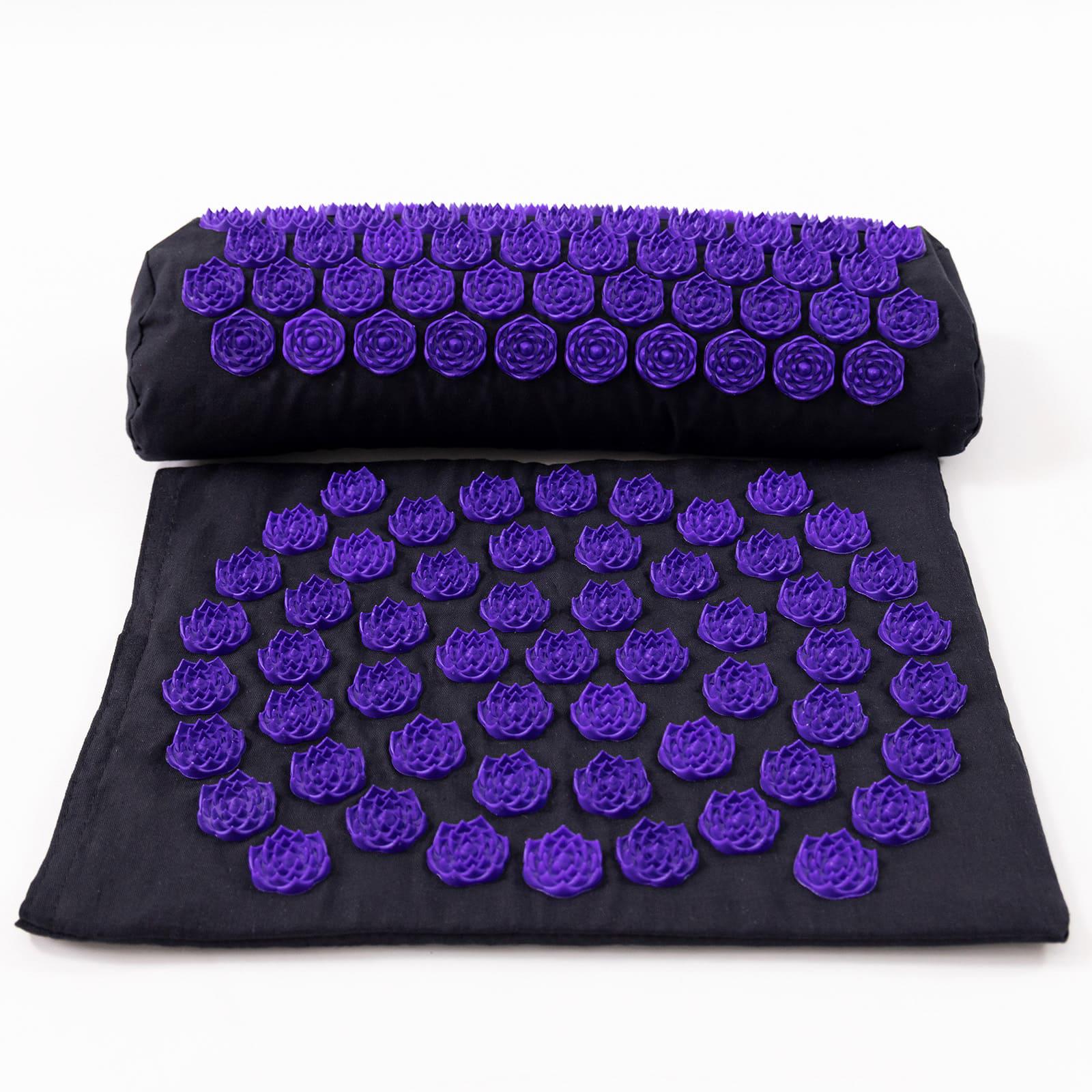 Килимок масажний Аплікатор Кузнєцова/валик/подушка для спини/шиї/ніг OSPORT Lotus Set Чорно-фіолетовий (n-0003) - фото 3 Килимок масажний Аплікатор Кузнєцова/валик/подушка для спини/шиї/ніг OSPORT Lotus Set Чорно-фіолетовий (n-0003) - фото 3