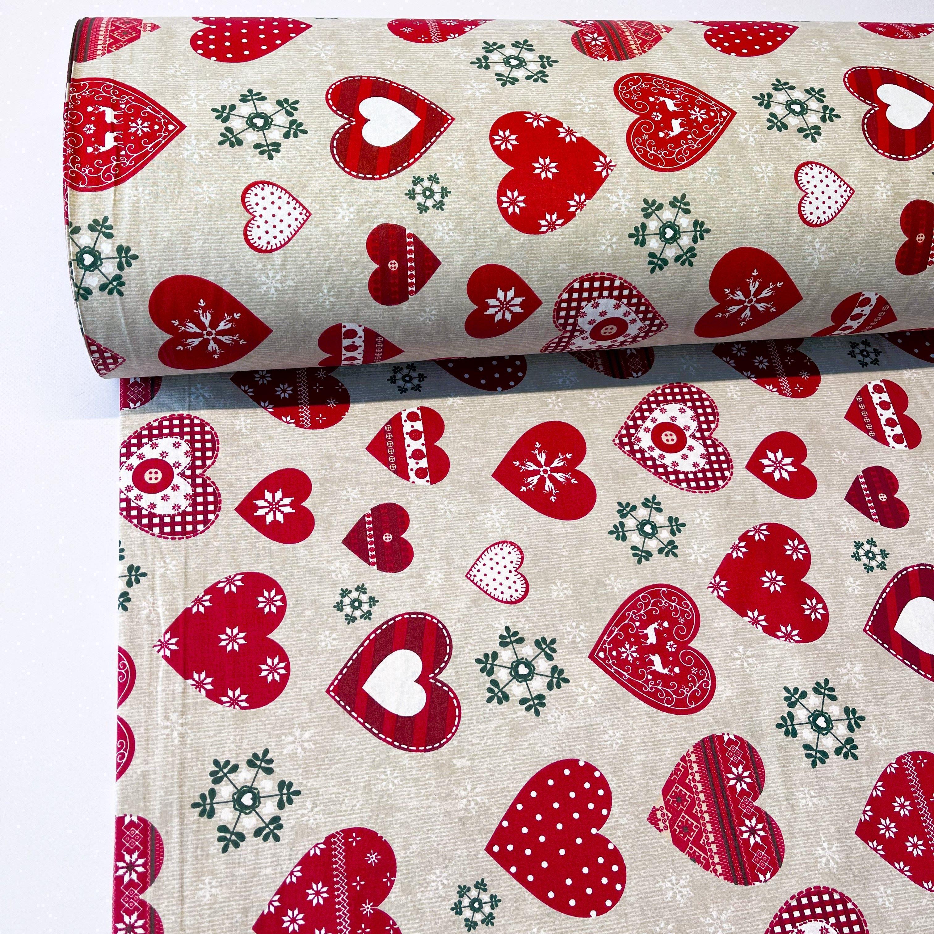 Ткань для постельного белья ранфорс новогодние сердца 240 см Серый (6/26341/1)