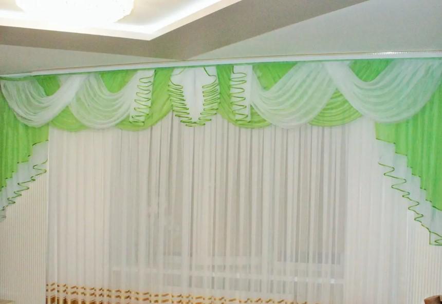 Ламбрекен в гостиную из шифона Камелия на карниз 4 м Салатовый (25913803)
