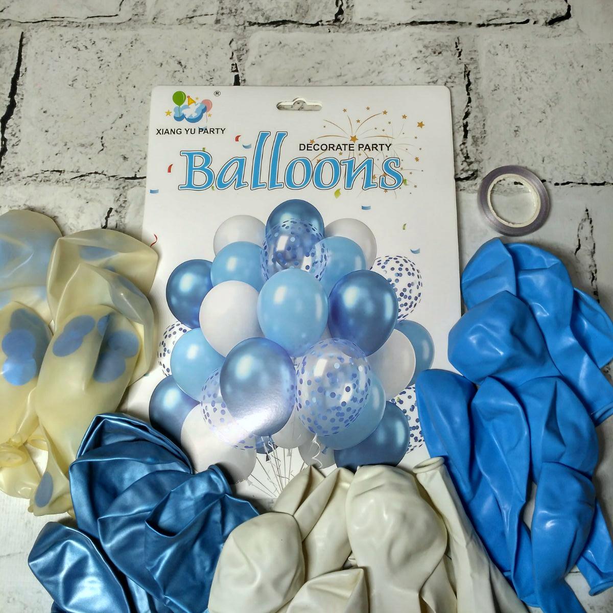 Воздушные шарики набор латексные с конфетти 30 шт. 30 см Голубой (N-1480-10)