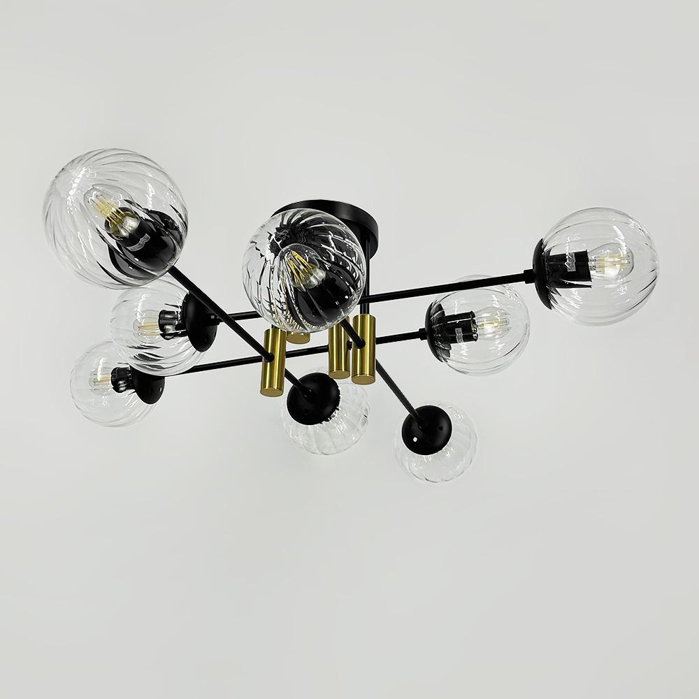 Люстра потолочная Lighthouse LF-17376/8 TBS/BK/CL Черный/Латунь/Прозрачный
